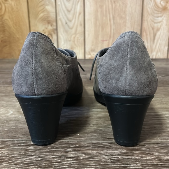 Clarks Bendables Womens Oxford Heels Gray Leather Lace Up size 10M - Picture 2 of 10